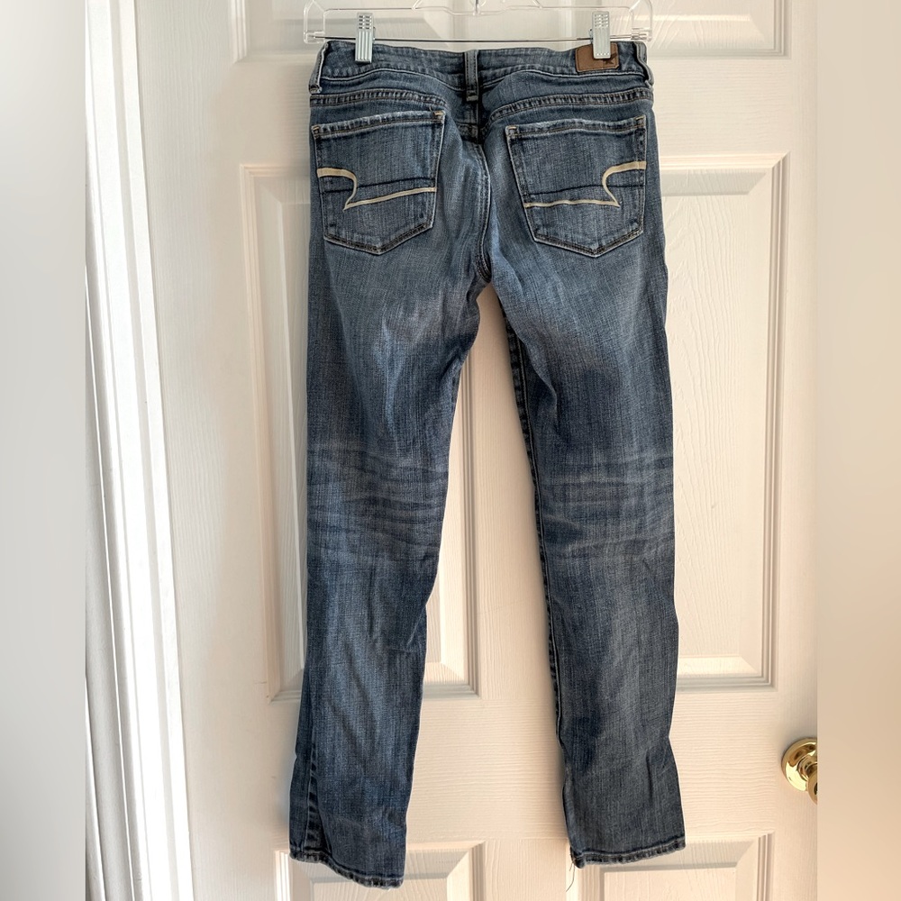 American Eagle Outfitters AEO skinny stretch blue jeans Size 4 short 28in inseam